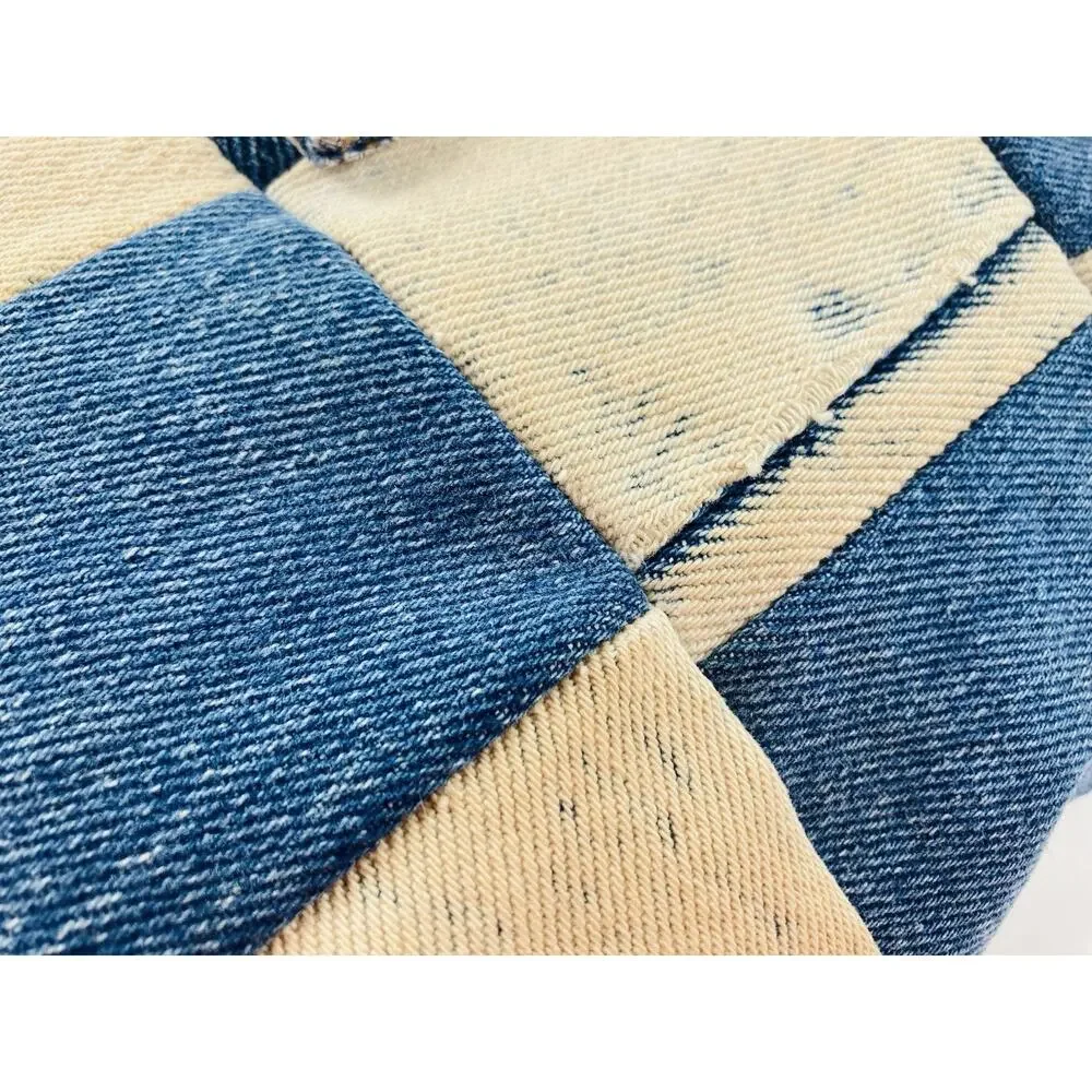 Denim Pillow Cotton Washed Blue Yellow White Decorative Punk Y2K Grunge Pocket